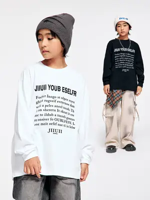 Kids Cotton Long Sleeve T-Shirt with Plaid Pants Set