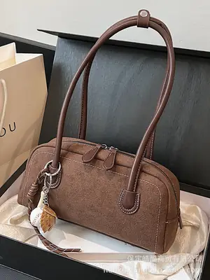 Retro Maroon Shoulder Bag Women 2024 New Autumn