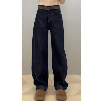 Dark Blue Wide Leg Jeans Women 2024