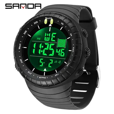 SANDA Digital Electronic Watch Waterproof Luminous Sports Alarm Clock