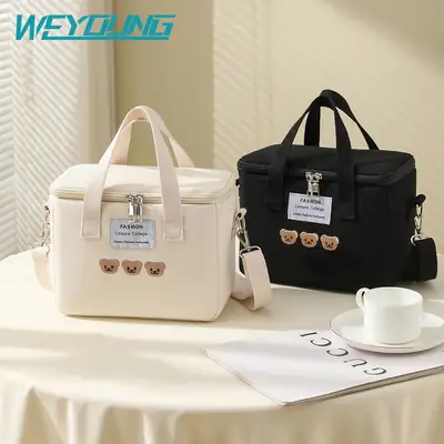 White Canvas Shoulder Bag for Office Workers Large Capacity