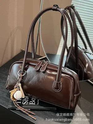 Women Shoulder Bag Brown Leather 2024 New Fashion