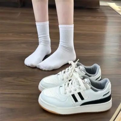 Women's White Leather Casual Sneakers with Soft Sole