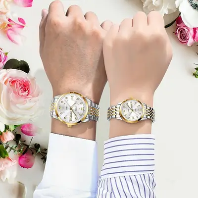Couple's Rose Gold Quartz Watch
