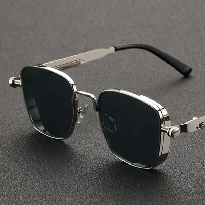 2026 New Retro Square Frame Steampunk Metal Sunglasses European and American Universal Personalized Sunglasses Sunglass