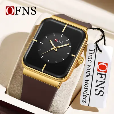 Ofns Square Watch with Silicone Strap & Luminous Design