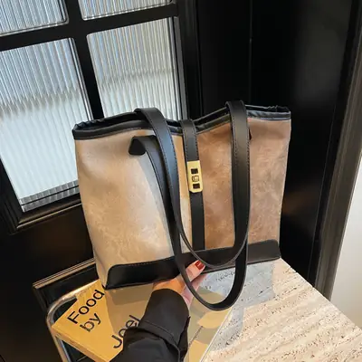 Women's Retro Contrast Tote Bag 2024 New