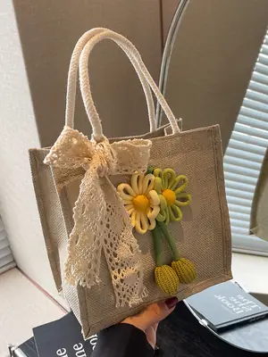 Korean Style Women's Mori Artistic Shoulder Bag with Lace