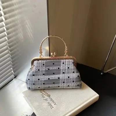 White Polka Dot Chain Crossbody Bag for Women