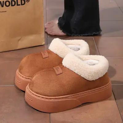 Women's Fleece Lined Winter Slippers with Warm Heel