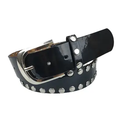 Black Belt Trouser with Rivet Beads & Buckle