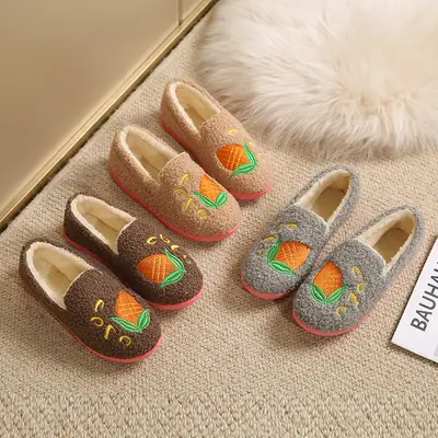 2026 Winter New Style Home Cotton Slippers with Fleece Lining, Thickened Casual Indoor Shoes, Non-Slip Soft Sole, Comfortable Mom Shoes, Cotton Shoes
