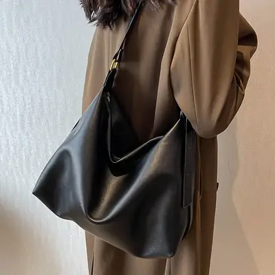 Brown Leather Shoulder Bag Women Autumn Winter