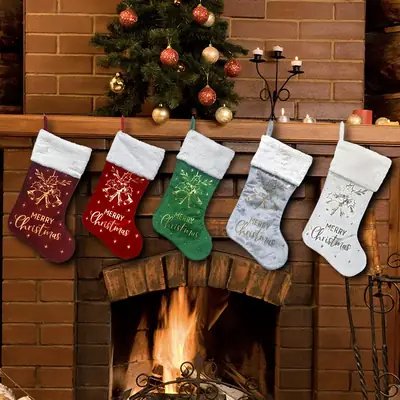 New White Christmas Stockings with Merry Christmas Design