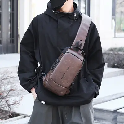 Trendy Leather Crossbody Bag with Password Lock & Anti-Theft