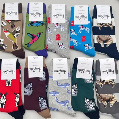 New Happysocks Men's Socks Trendy Brand Socks Colorfulful Jacquard Popular Versatile Cotton Socks Mid-Calf Socks Ins Trendy Socks