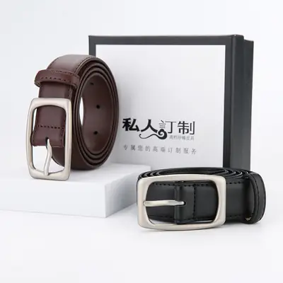 Genuine Leather Belt Women's Unisex Cowhide Belt Black