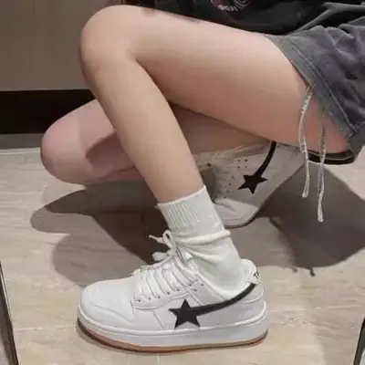 Korean Style Dopamine Star Sneakers Women's Ins College Style Thick Bottom Colorblock Casual Shoes 2024 Summer New Women's Shoes