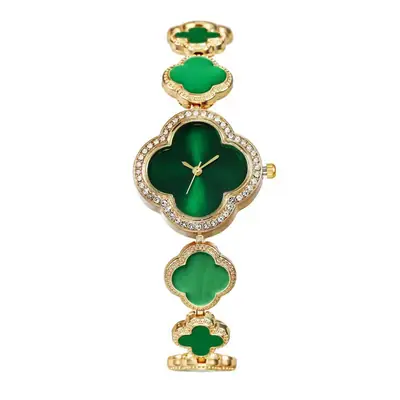 Green Four Leaf Clover Ladies Watch Bracelet Quartz