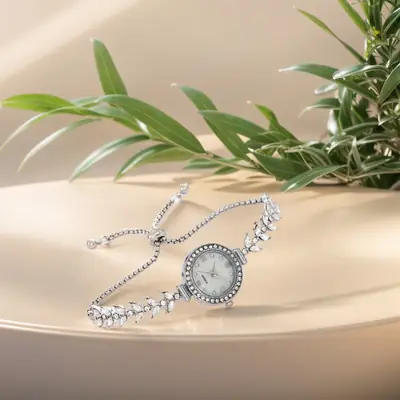 Mermaid Watch for Women Gold Diamond Adjustable Bracelet