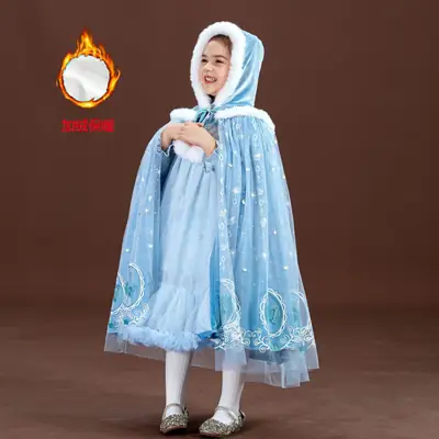 2025 Autumn and Winter Frozen Elsa Princess Dress Cape Set Girls' Dress Halloween One Piece Dropshipping