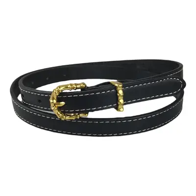 Black PU Belt with Vintage Gold Buckle for Women