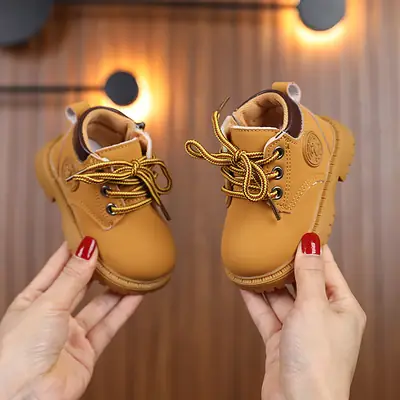 Autumn New Baby Shoes Children's Martin Boots Girls Yellow Boots Leather Ankle Boots Boys Soft Sole Toddler Shoes