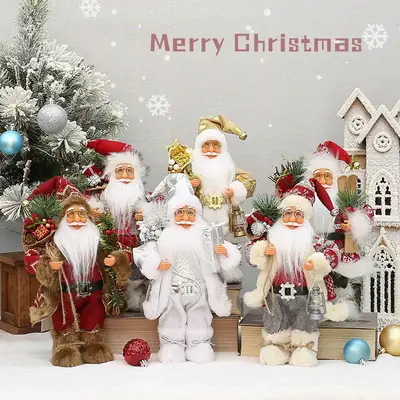 Christmas Old Man Doll Santa Window Decor 30cm White