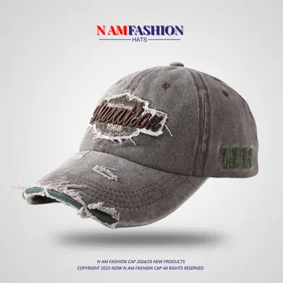 Vintage Old English Baseball Cap Women Korean Embroidery Men Trendy