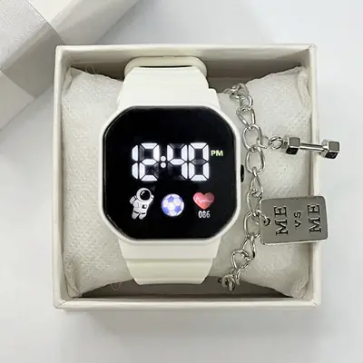2025 Astronaut LED Digital Watch Blue Square Design