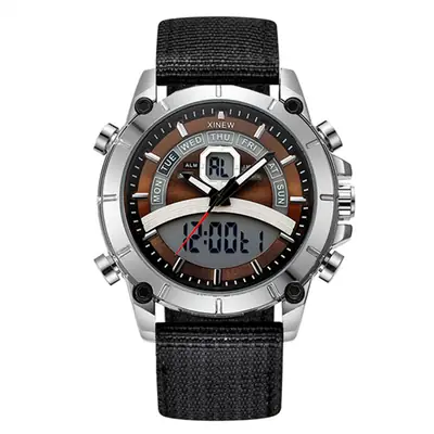 Men's Digital Display Crossbody Watch with Brown Belt