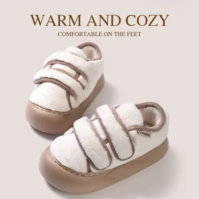 Women's Black Fleece Slip-On Winter Shoes with White Sole
