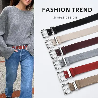 Women's Frosted Leather Belt Croc Brown