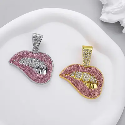 European Diamond Sexy Lip Hip Hop Necklace