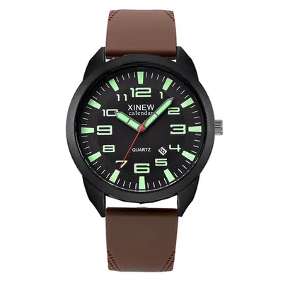 Men's Black Quartz Silicone Band Sports Watch