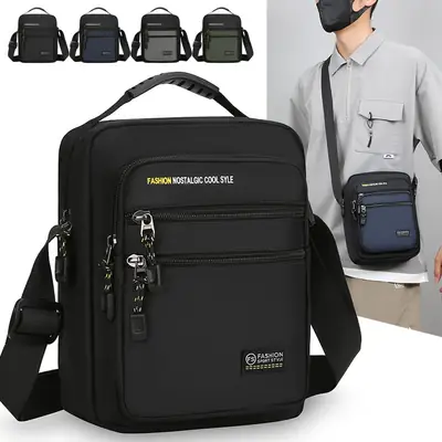 Men's Black Crossbody Travel Bag Large Capacity