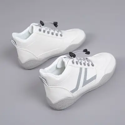 Women White Casual Sneakers with Blue Red Logo
