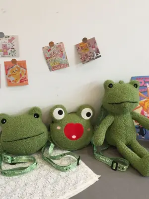 Green Frog Plush Messenger Bag for Boys