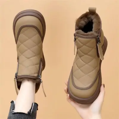Women Fleece Lined Snow Boots Black Thick Winter