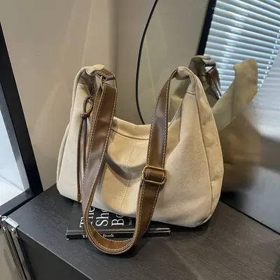 Women's Crossbody Bag Beige Brown Leather Shoulder Bag