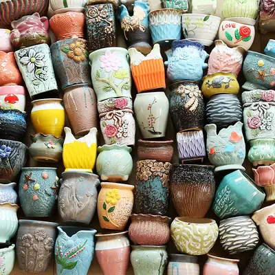 Wholesale Dropshipping Succulent Flower Pots Ceramic Clearance Sale Special Price Large Diameter Small Diameter Exquisite Small Breathable Ceramic