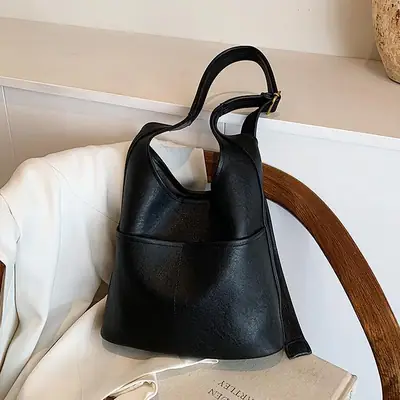 Vintage Brown Leather Shoulder Bag for Women 2024