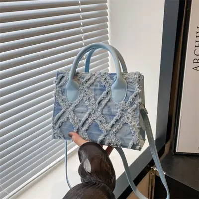 Women's White Embroidered Shoulder Bag with Zipper Closure