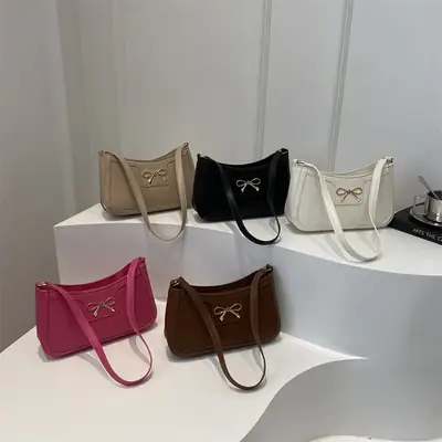 Pink Bow Shoulder Bag for Women 2025 Korean Style