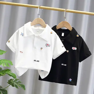Boys Black Polo Shirt Short Sleeve Summer 2024