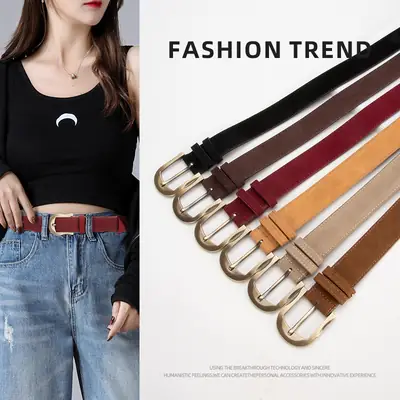 Frosted Velvet Belt Women's Trendy Pin Buckle Belt