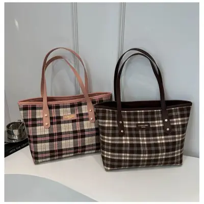 Plaid Striped Shoulder Bag for Women 2024