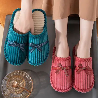 Bedside Hospitality Cotton Slippers Women's Autumn and Winter Household Indoor Men's Couple Anti-Slip Bottom Warm Slippers for Couple