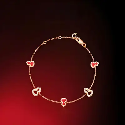 Qijia S925 Sterling Silver Gourd Bracelet with Hollow Diamond Inlay for Women