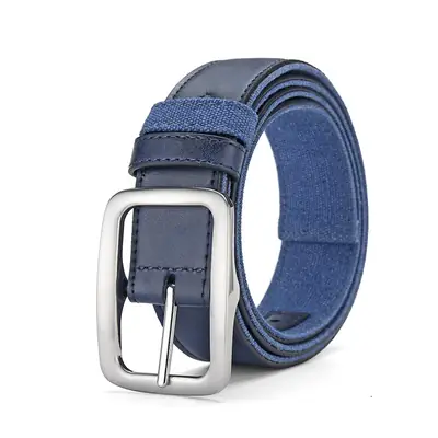 Men's Blue Faux Leather Pin Buckle Belt